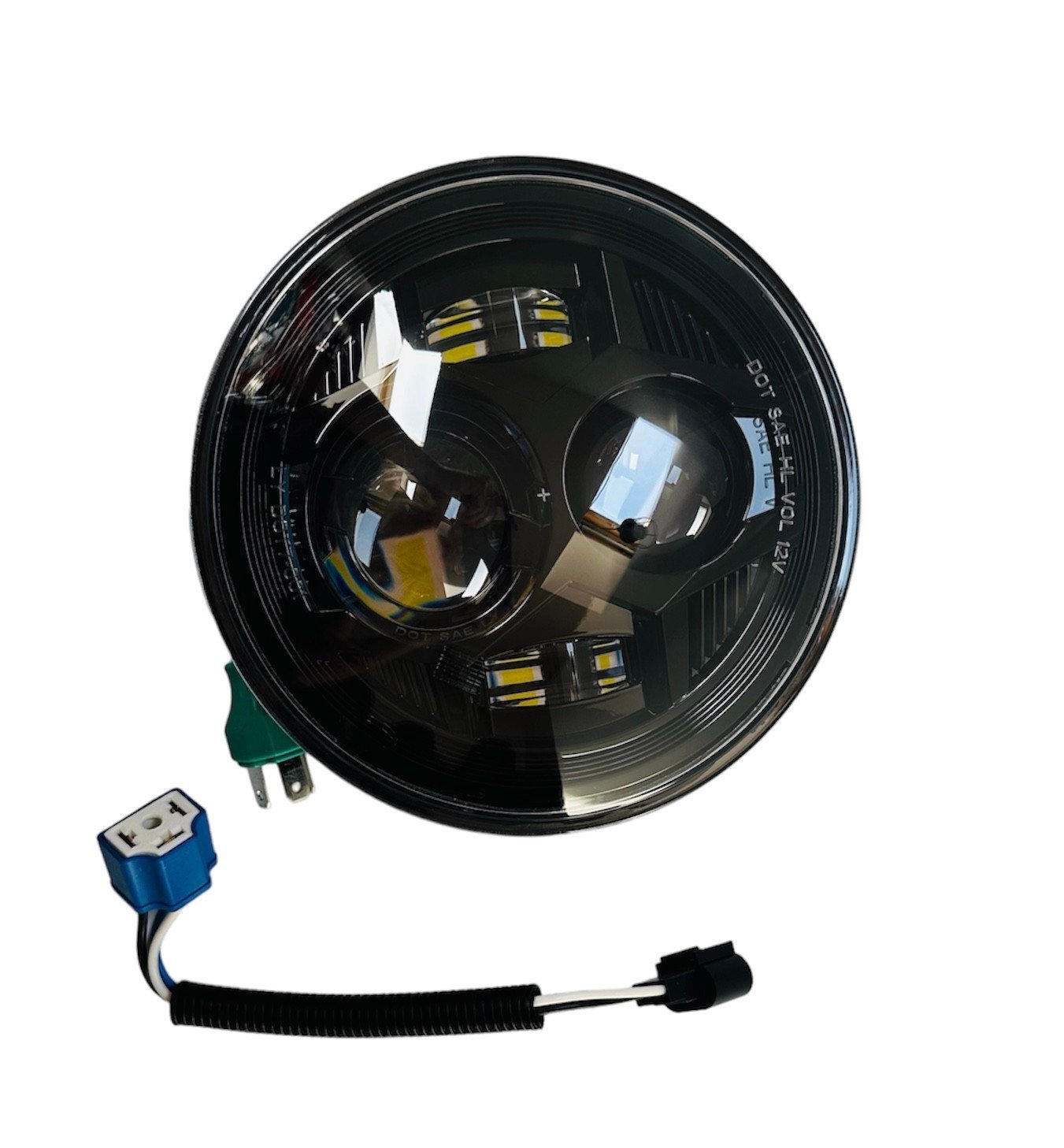 LED Headlight Black 7" Inch for Harley Davidson - Image 3