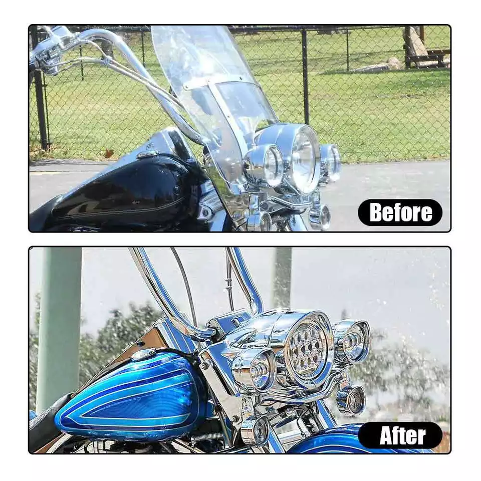 Chrome 7” Headlight & 4.5" Passing Visors for Touring - Image 6