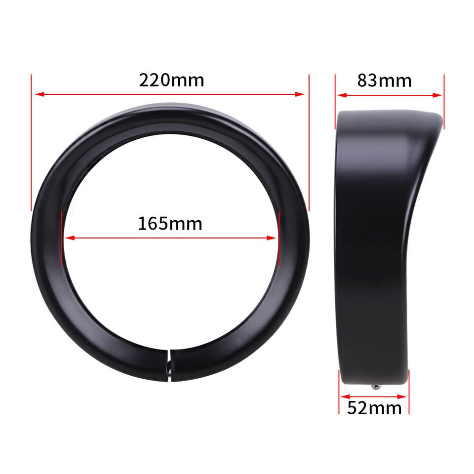 7" Black Headlight Headlamp Trim Ring For Touring - Image 3