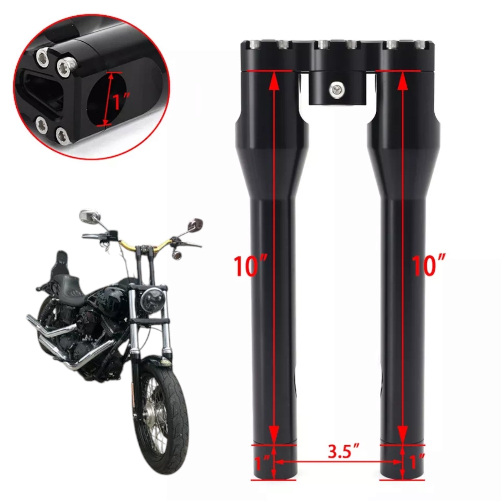 1" Handlebar Risers 10" Club Style for Harley - Image 5