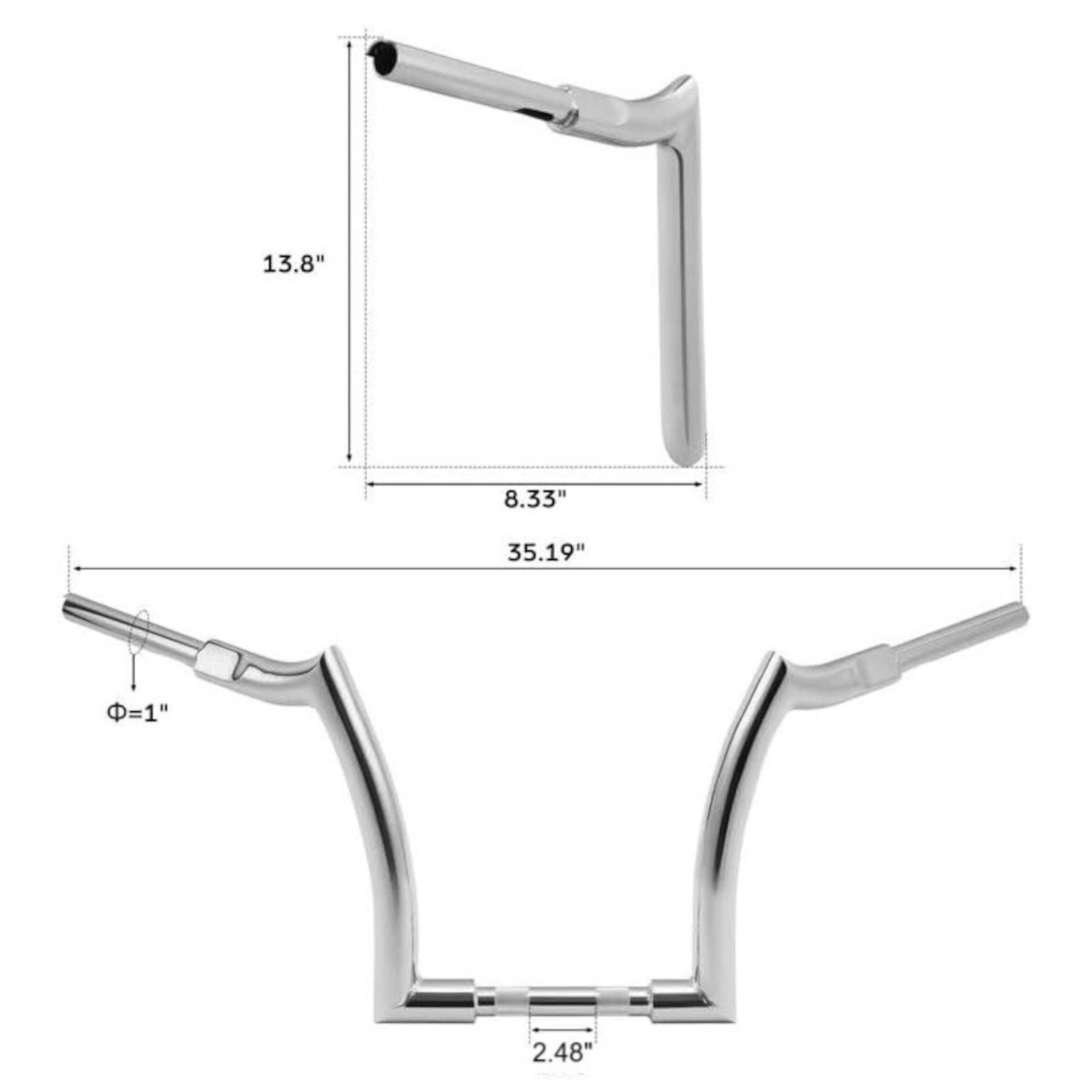 Chrome 13.8" Ape Hanger Handlebar for Harley Davidson Softail - Image 4