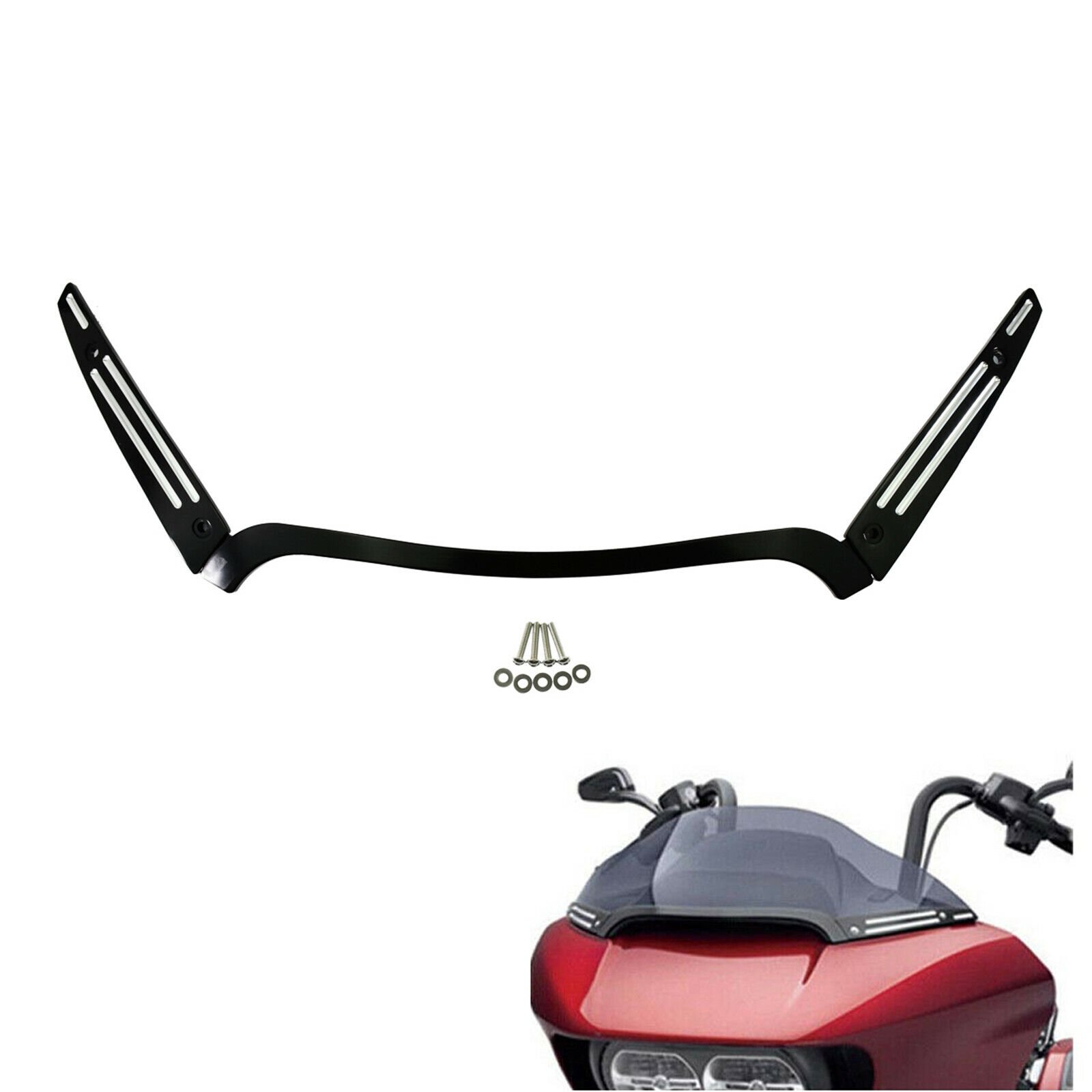 Black Windshield Trim For Harley Davidson Road Glide - Image 2