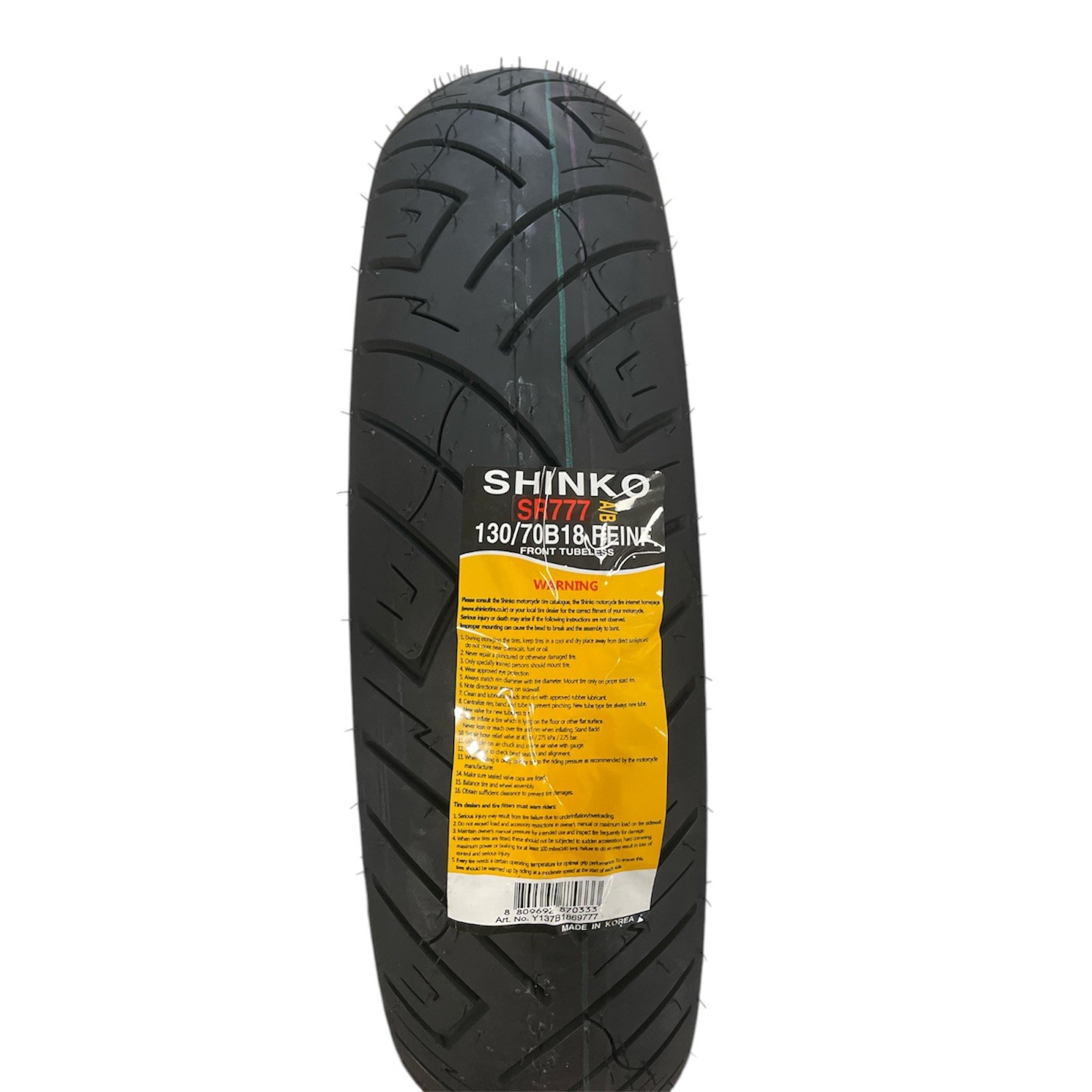Shinko 130/70B18 SR777 69H TL REINF Touring Front Tire - Image 3